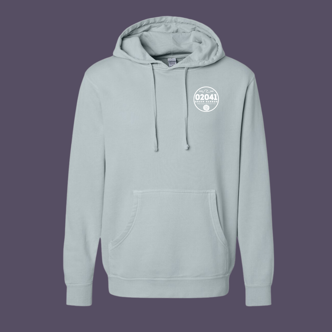 Green Harbor Nautical Zipcode Garment Dyed Hoodie