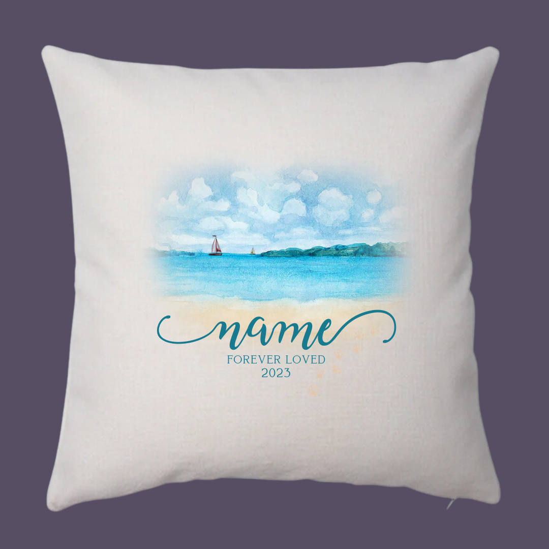 Custom Pet Beach Memorial Pillow Cover