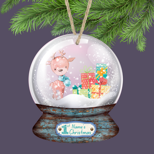 Reindeer First Christmas Custom Ornament