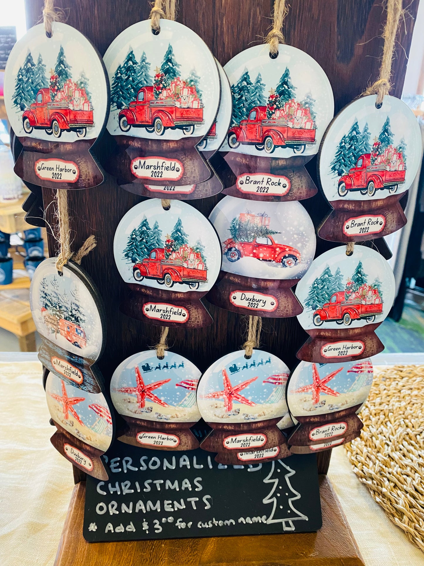 Red Truck Snowglobe Ornament (Various Marshfield Areas)