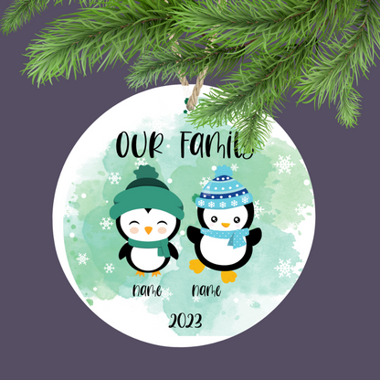 Penguin Family Custom Ornament (2-5 Penguins)