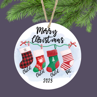 Christmas Stockings Family Custom Ornament (2-6 Stockings)