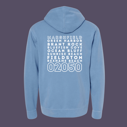 Marshfield Nautical Zipcode Garment Dyed Hoodie