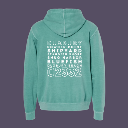 Duxbury Nautical Zipcode Garment Dyed Hoodie