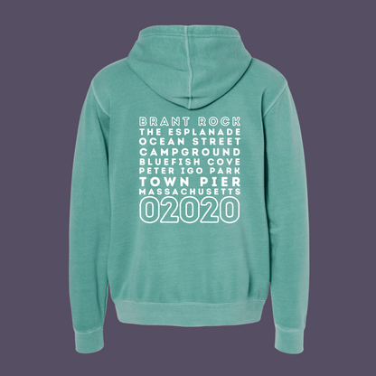 Brant Rock Nautical Zipcode Garment Dyed Hoodie