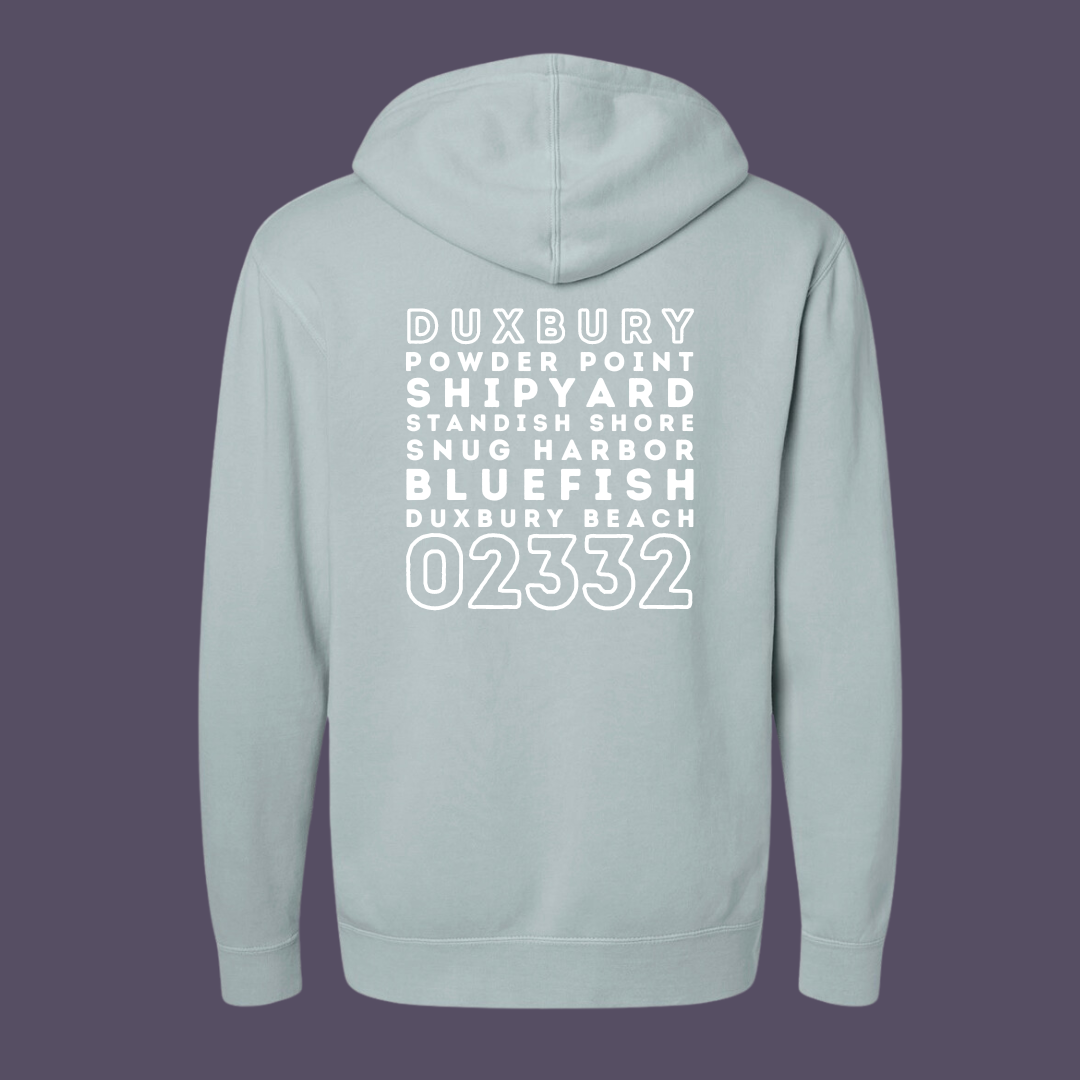 Duxbury Nautical Zipcode Garment Dyed Hoodie
