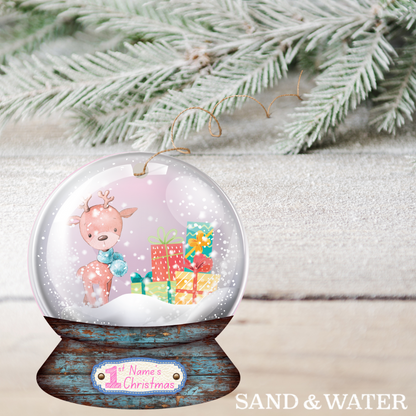 Reindeer First Christmas Custom Ornament