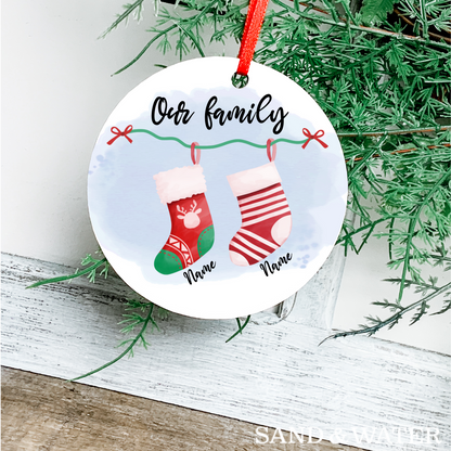 Christmas Stockings Family Custom Ornament (2-6 Stockings)