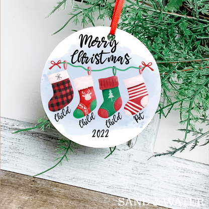 Christmas Stockings Family Custom Ornament (2-6 Stockings)