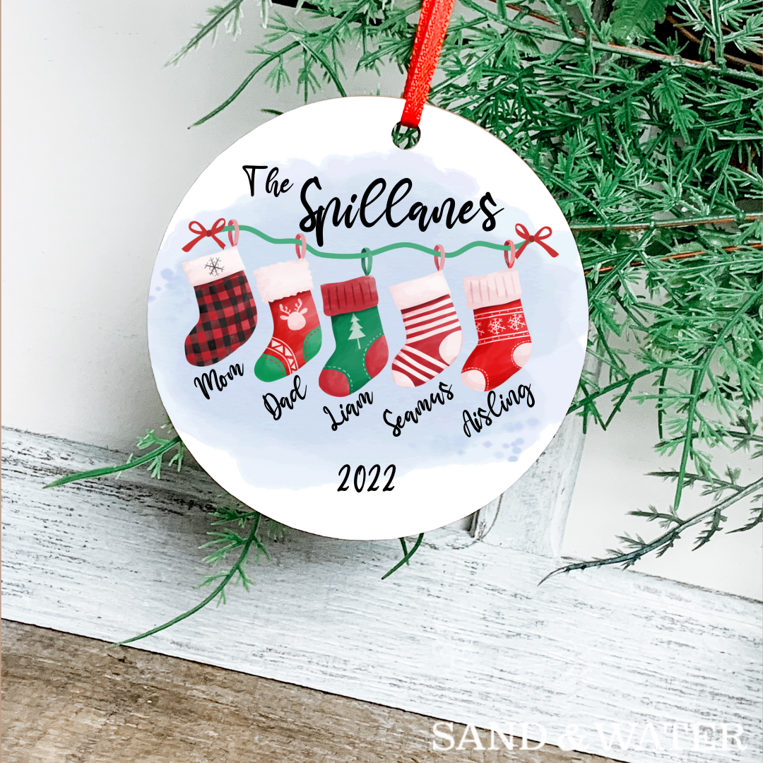 Christmas Stockings Family Custom Ornament (2-6 Stockings)