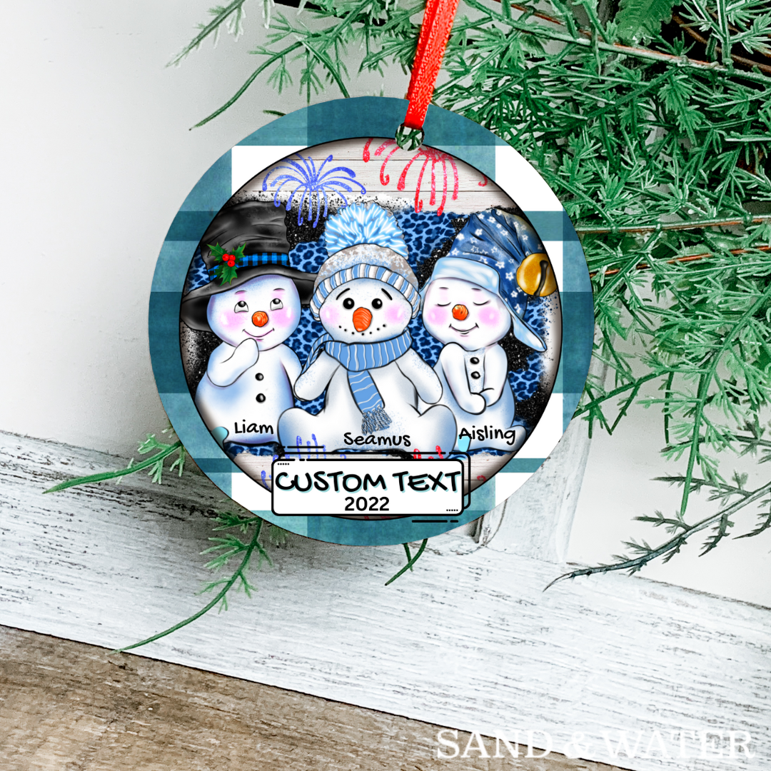 Three Snowman Custom Ornament