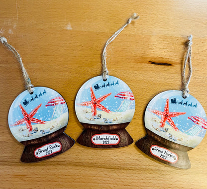 Starfish Snowglobe Ornament (Various Marshfield Areas Available)