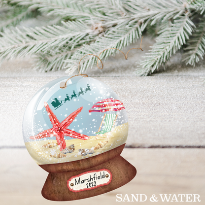 Starfish Snowglobe Ornament (Various Marshfield Areas Available)
