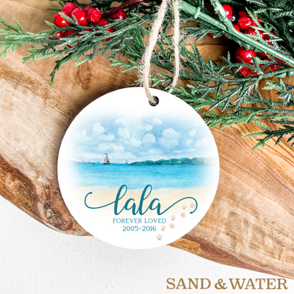 Pet Beach Memorial Custom Ornament