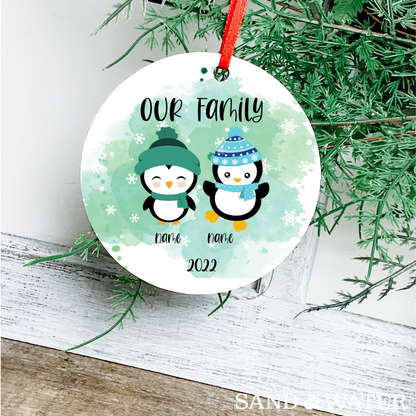 Penguin Family Custom Ornament (2-5 Penguins)