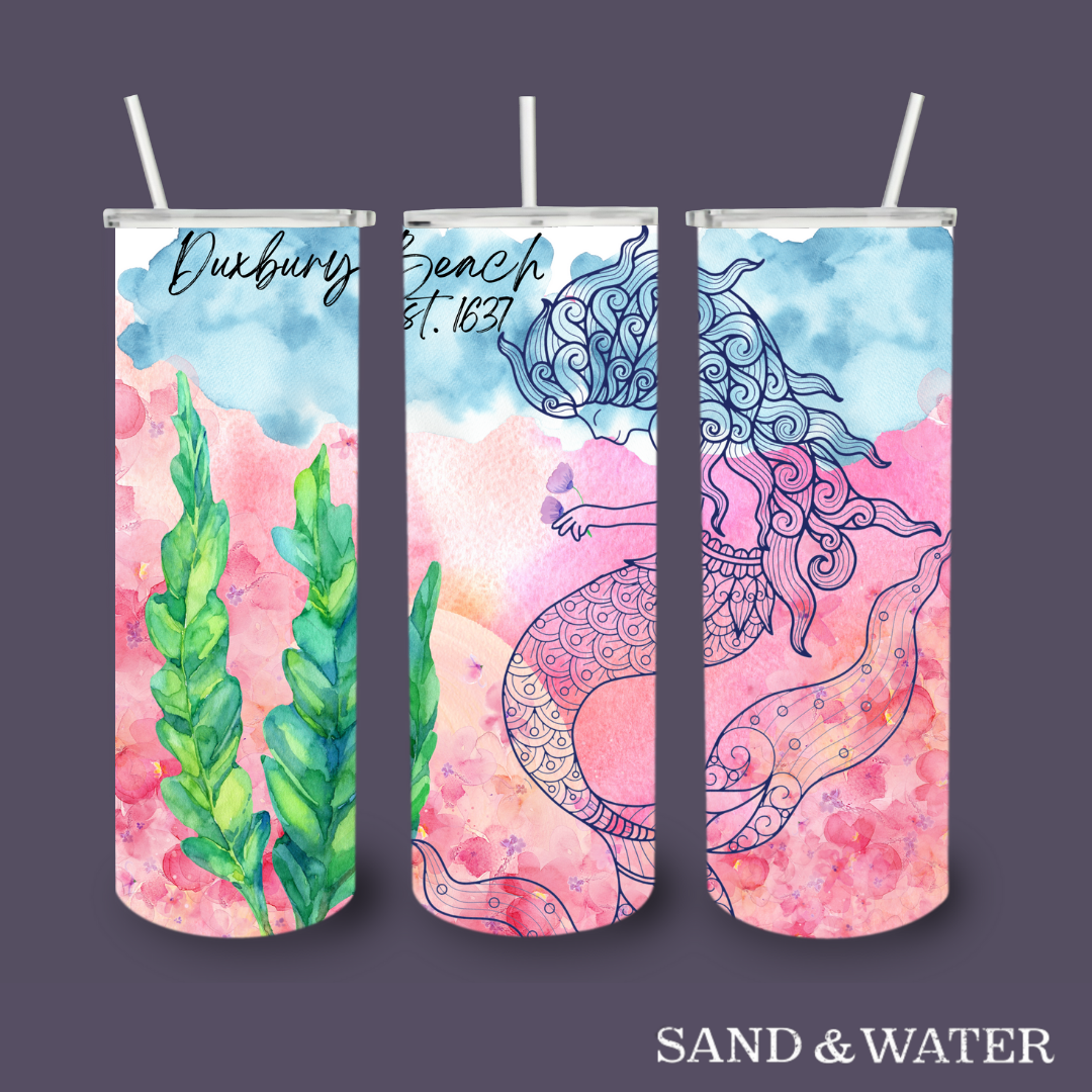 Custom Mermaid Tumbler – Sand & Water